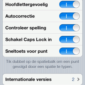 iOS 6: toetsenbord instellingen