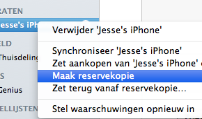 Reservekopie iTunes