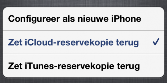 Zet iCloud reservekopie terug