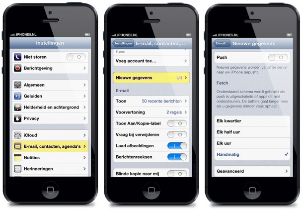 E-mail, contacten en agenda's op iPhone 5 (iOS 6)